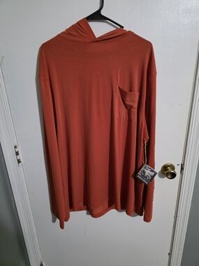 Field & Stream Men's Hooded Long-Sleeve Pocket Shirt - Rust Orange